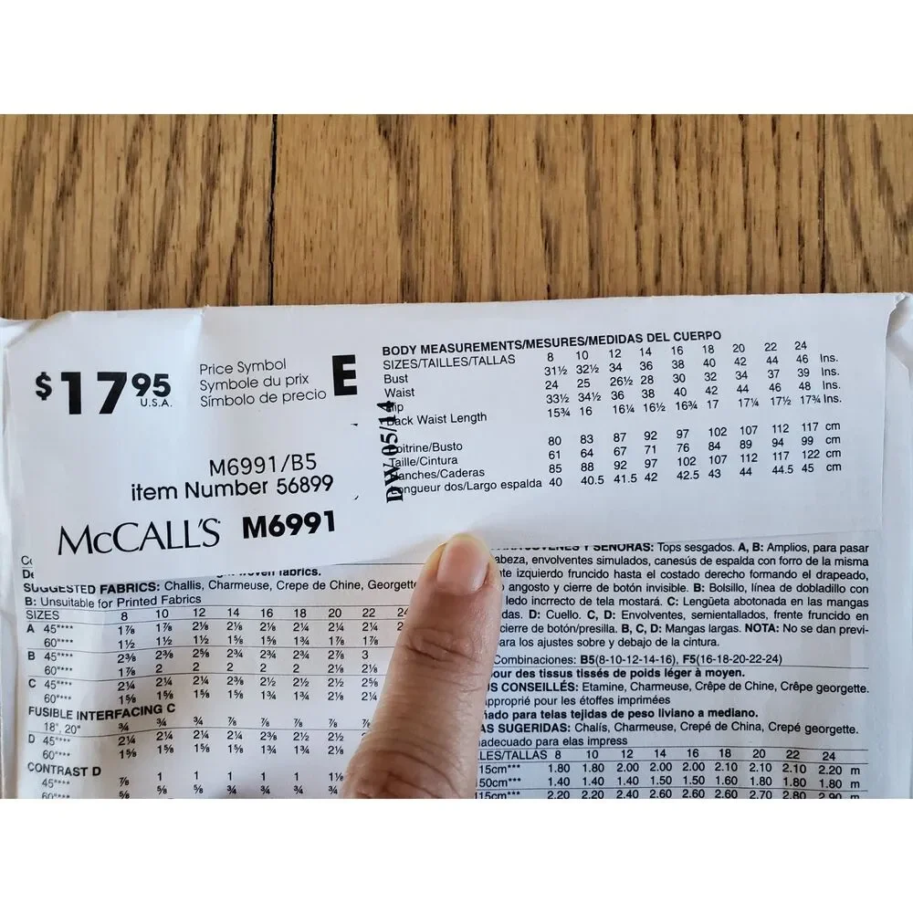 McCall's M6991 Pattern Womens 8-16 Twist Front / WrapTop New Uncut